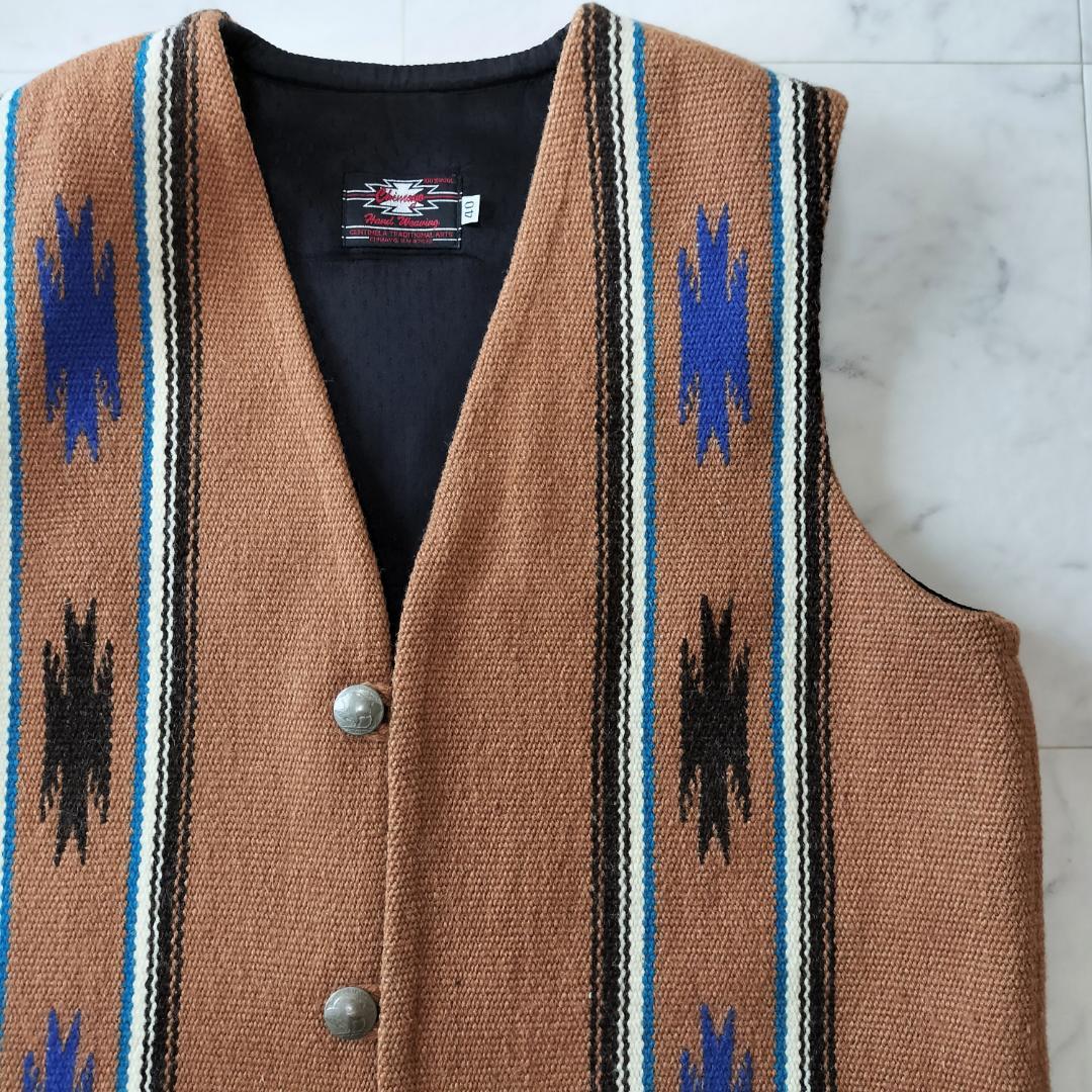 希少レア柄 センチネラ 40 ポインテッドチマヨベスト 裏地付き ブラウン L