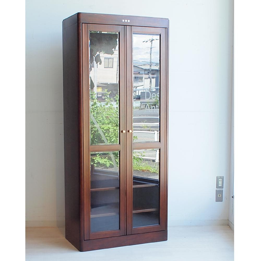 飛騨産業 キツツキ ガラス扉 書棚 81cm 本棚 キャビネット カップボード