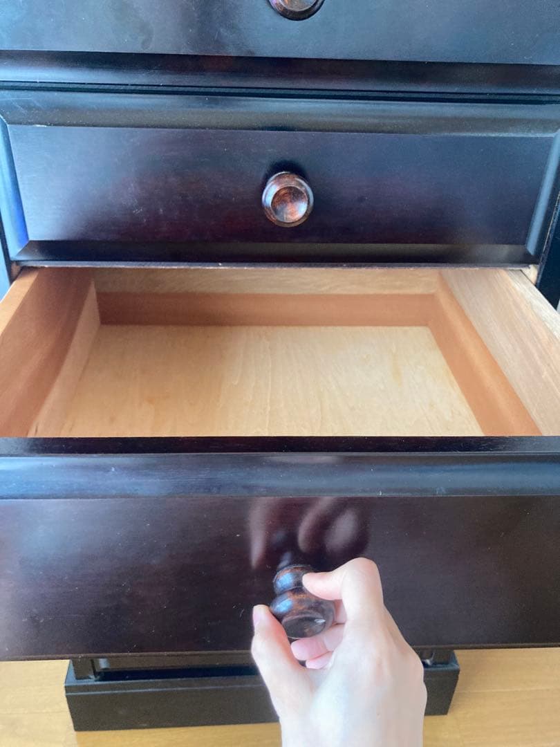 ダークブラウン木製チェスト 11引き出し