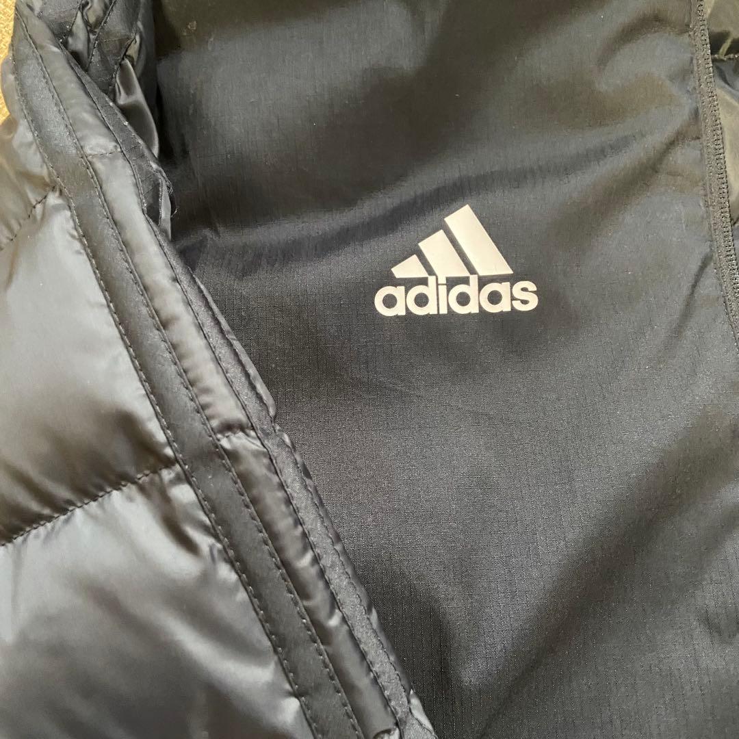 アディダス ブラック ダウン ベンチコート 黒 メンズM ホームクリーニング可