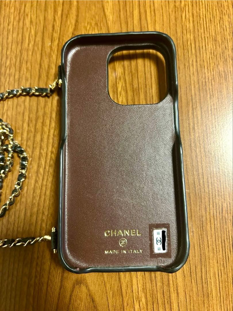 CHANEL iPhone14用ケース ブラック キャビアスキン