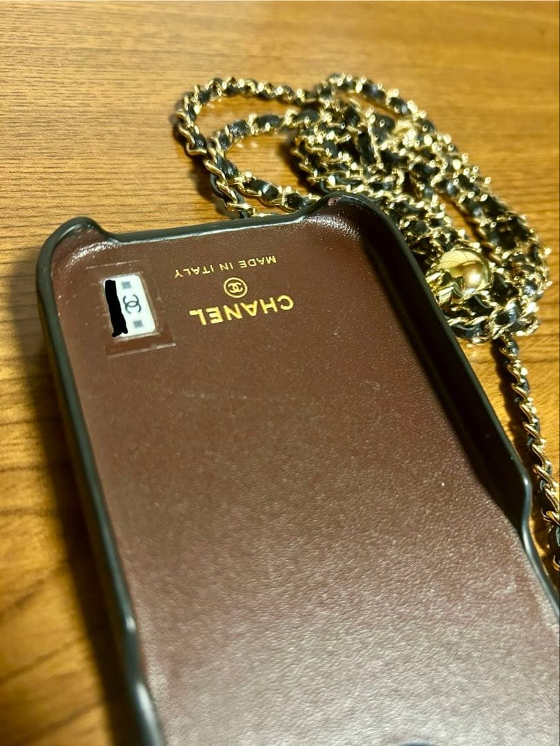 CHANEL iPhone14用ケース ブラック キャビアスキン