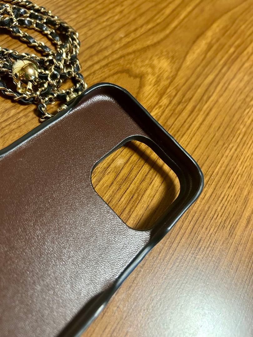 CHANEL iPhone14用ケース ブラック キャビアスキン