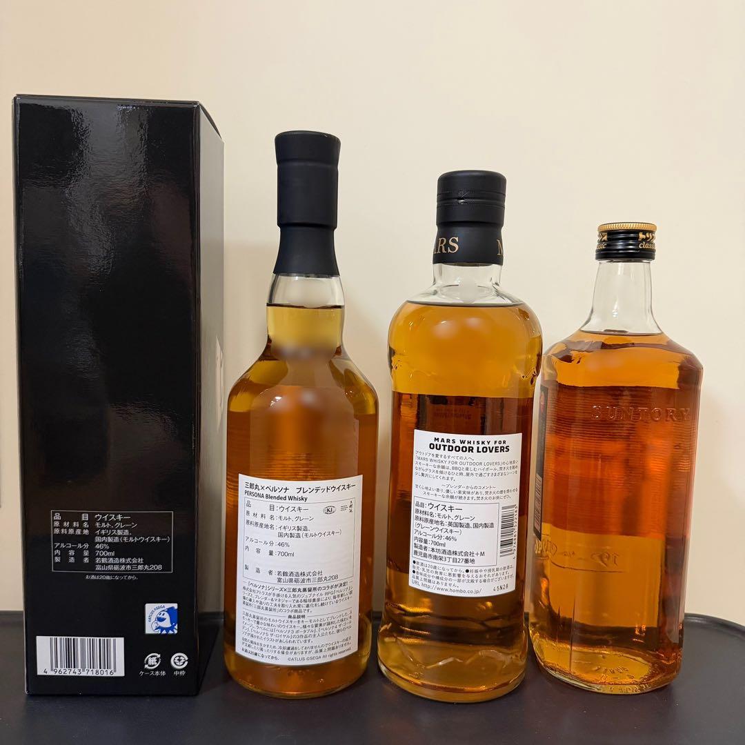 三郎丸ペルソナコラボ　ブレンデッドウイスキー　マルス　アウトドアラバーズ　トリス