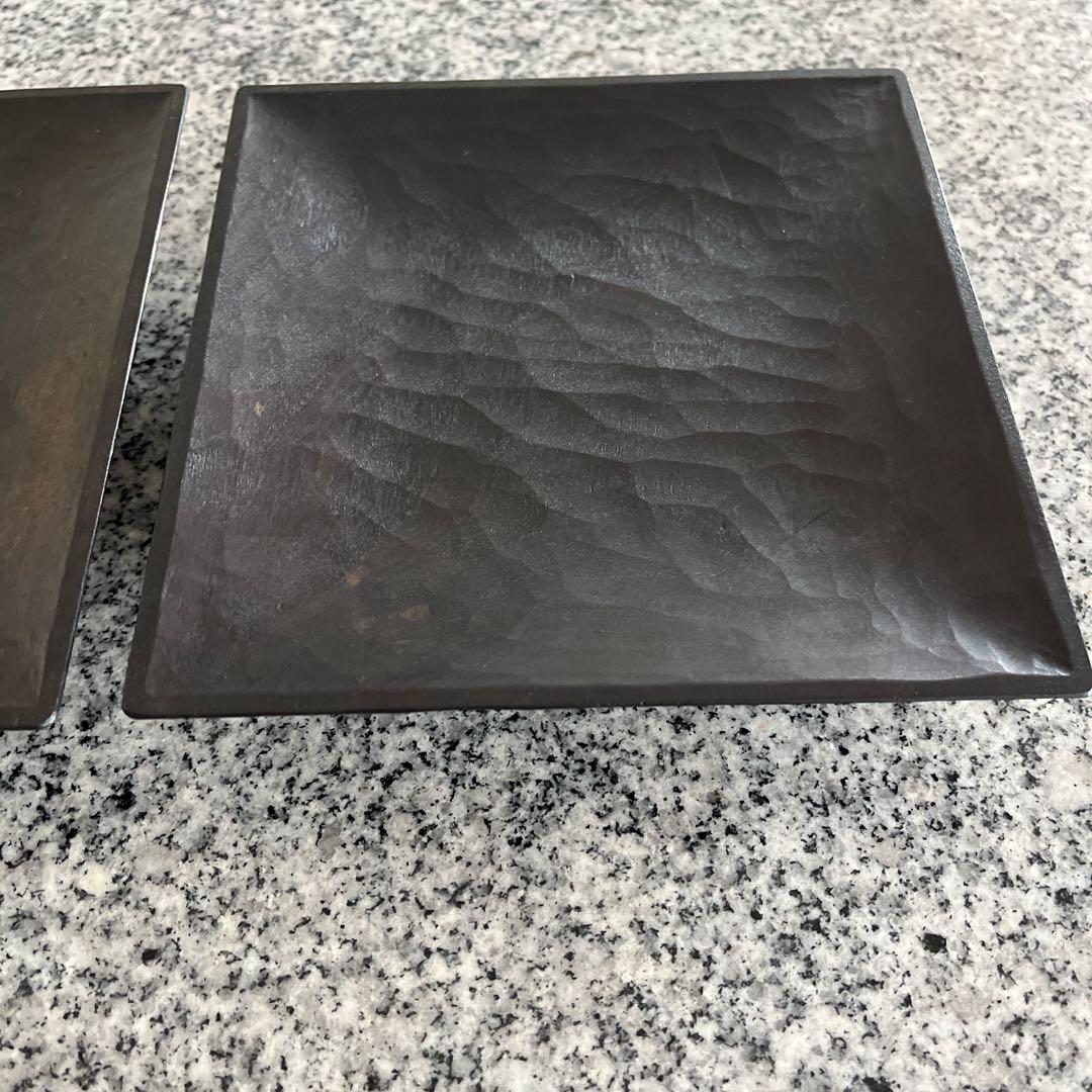 三谷龍二　黒拭き漆　角皿　 2枚セット