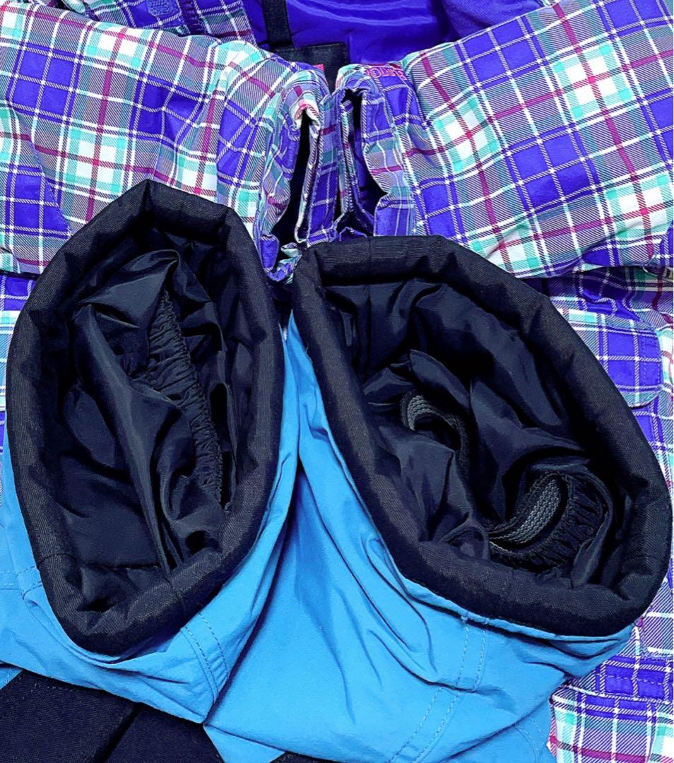 バートン チェック柄 セットアップ スキーウェア ジャケット ビブパンツ ブルー