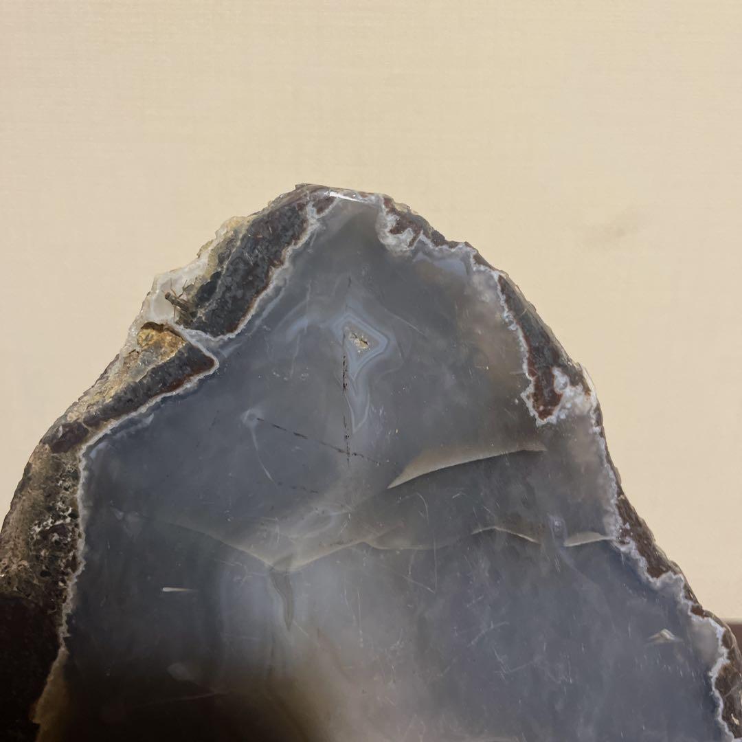 【特大】瑪瑙（メノウ）ジオード 晶洞石 原石 20cm 幸運を呼ぶ笑口 インテリ