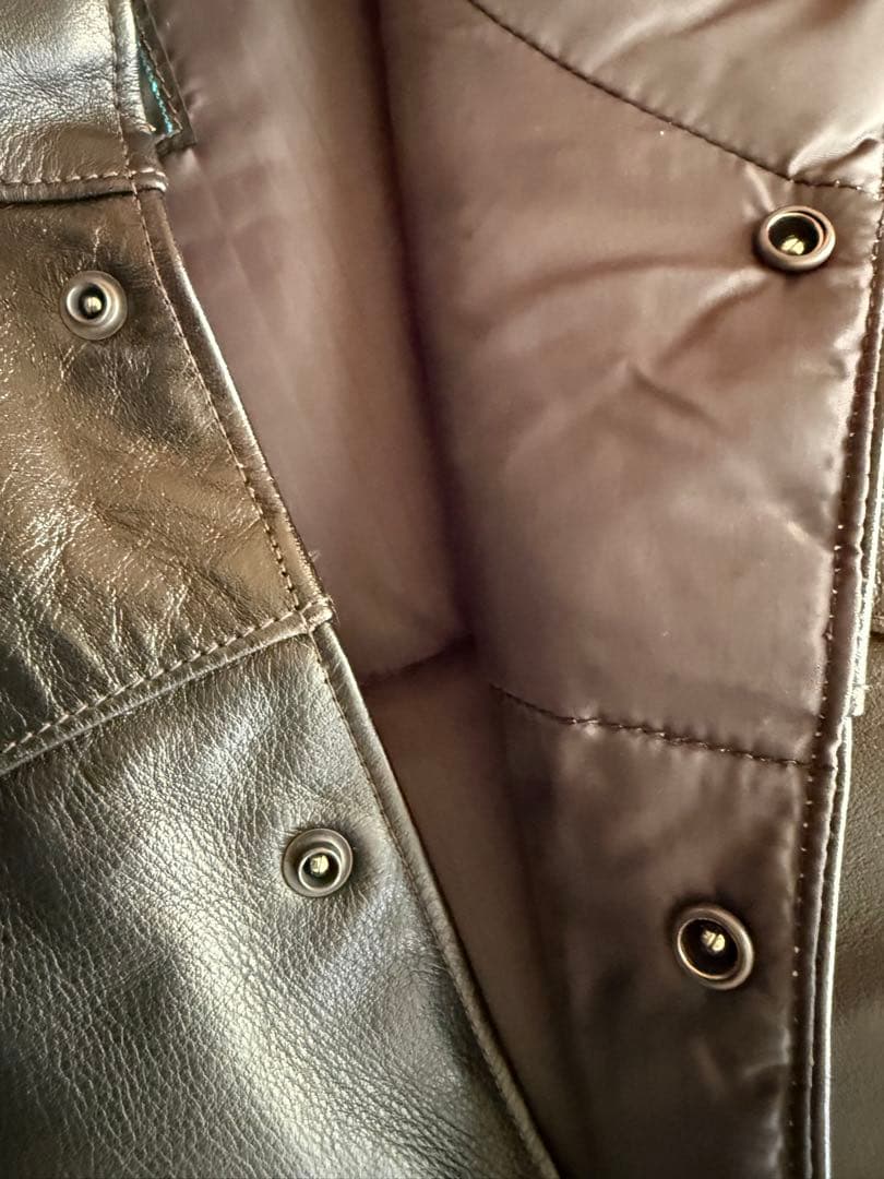 海坊主　レインボーカントリー　レザーダウンベスト黒　　　サイズXL