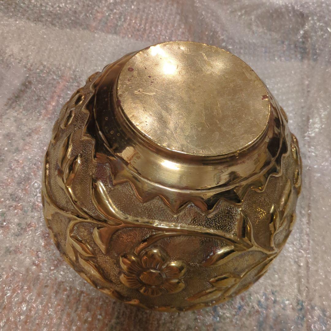 ブラス製アンティーク　アラブ製打ち出し細工植木鉢カバー（大）