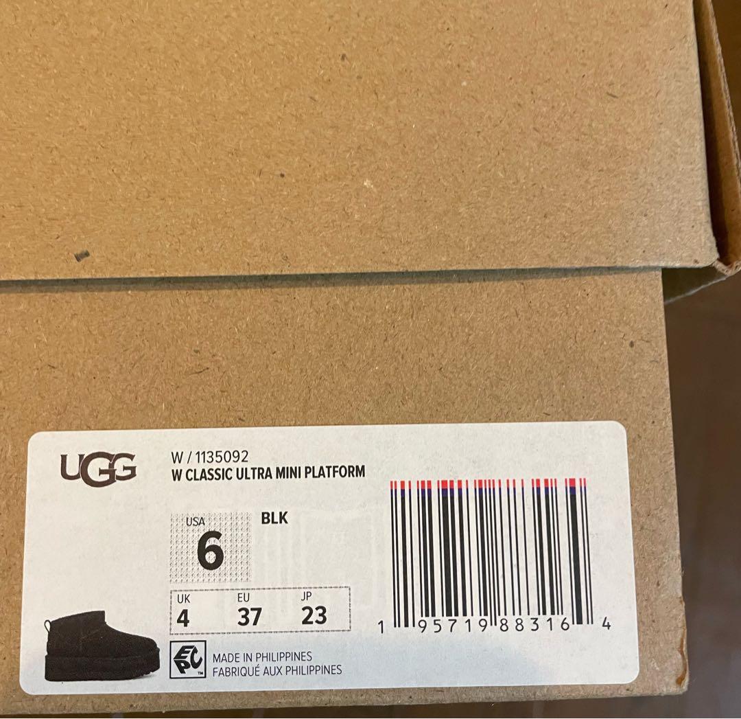 UGG ブラック プラットフォームムートンブーツ