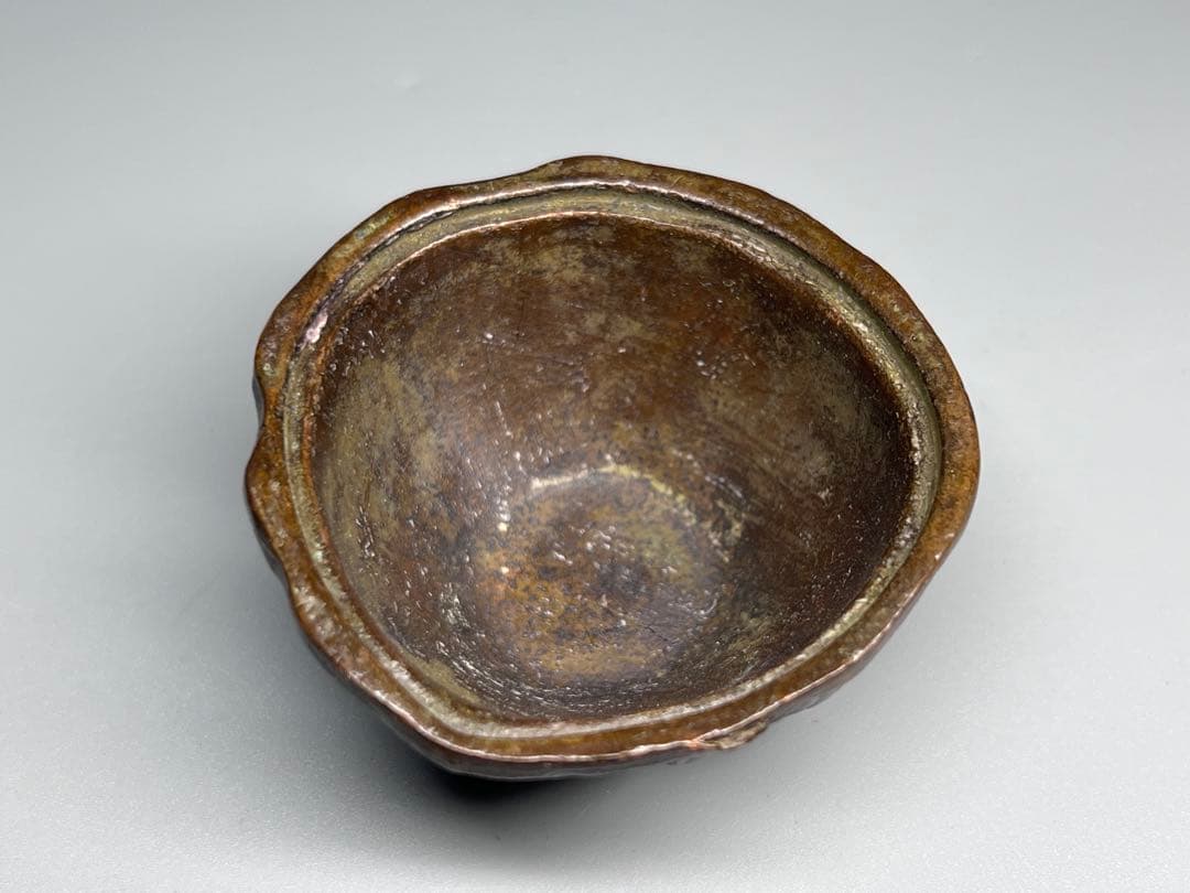 中国古美術　香道具　古銅　蓮華形　細工　小型　香炉　在銘　仏具　古玩　置物　唐物