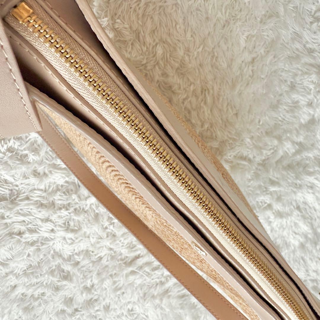 【希少&極美品】ヘレンカミンスキー ラフィア かごバッグ レザー 半月