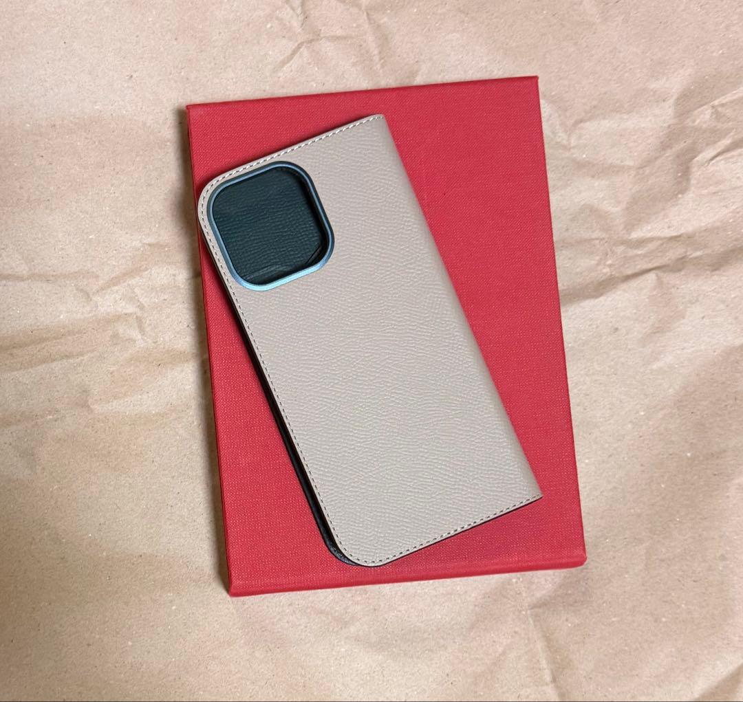 手帳型フリップケース グリーン ベージュ