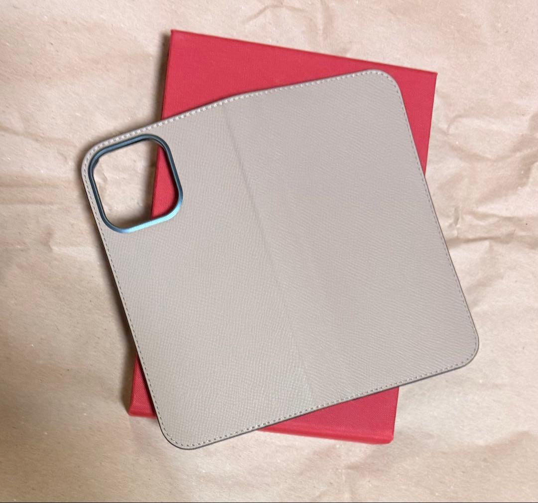 手帳型フリップケース グリーン ベージュ