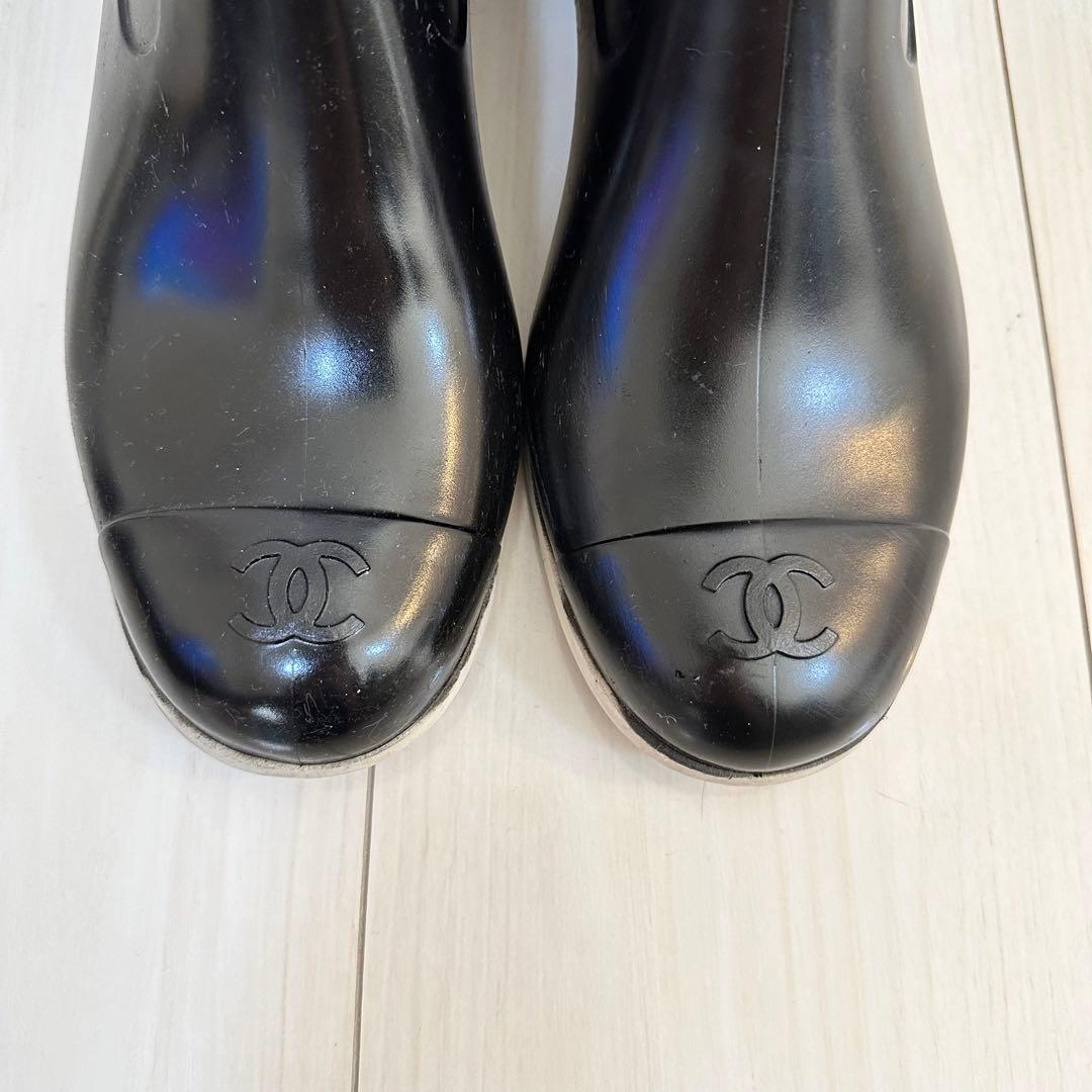 Chanel ブラック レインブーツ　長靴