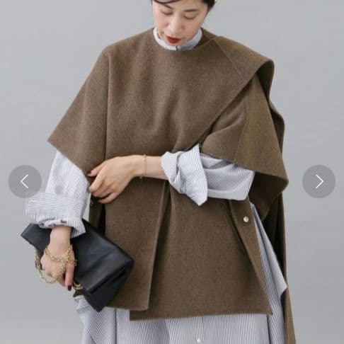 ヴェルメイユパーイエナ ダブルフェイスショートマントコート　ポンチョ ストール