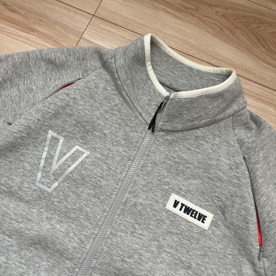V12 ジャケット　ゴルフ　ダンボールニット　メンズ　XL フルジップ　グレー