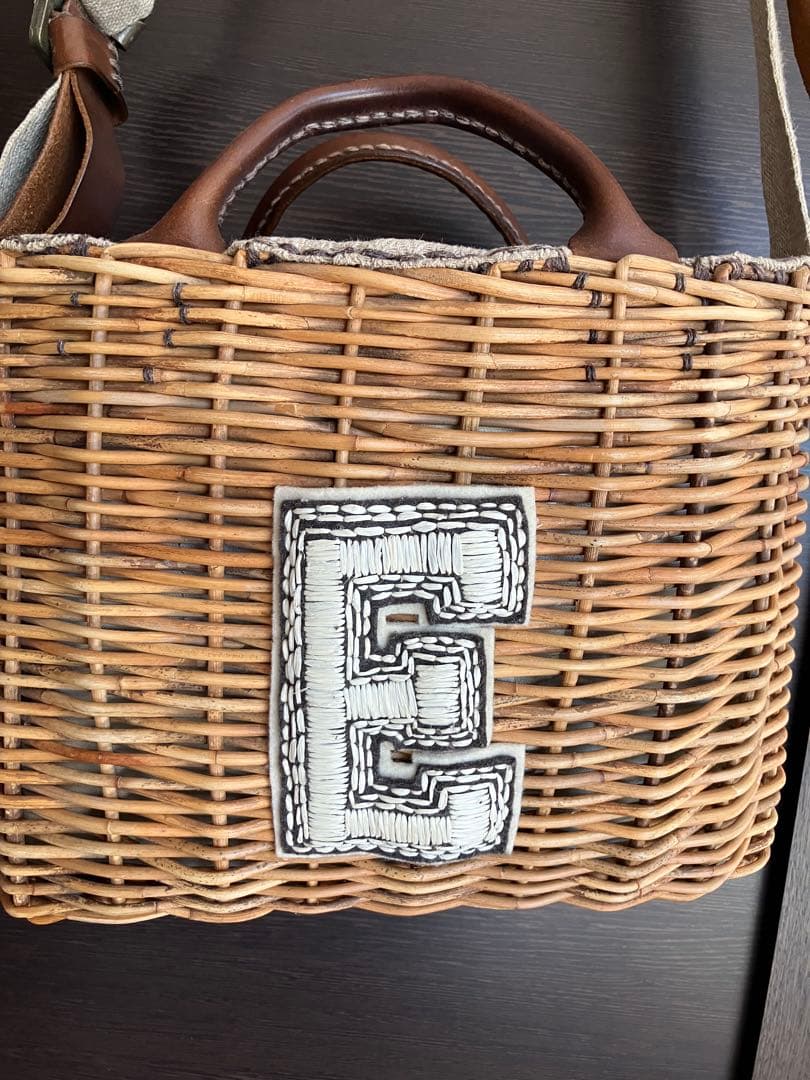 Eワッペン　ebagos ブラウンかごバッグ エバゴス