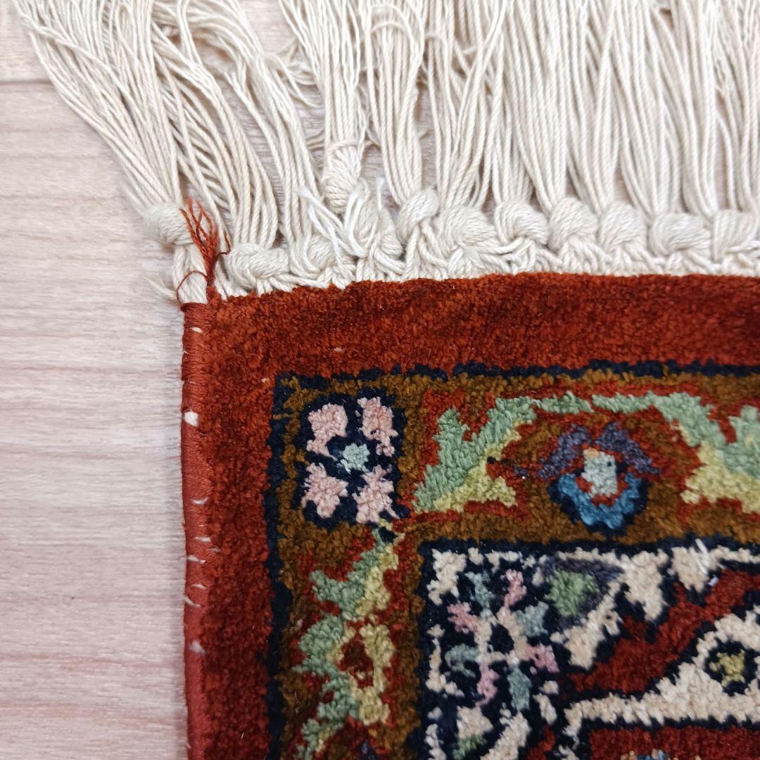 Y3253 インド絨毯 シルク×コットン 手織り 186×119㎝ マット