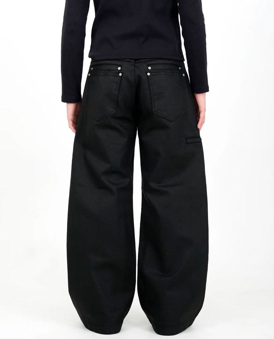 パンツ Stacked Oil Coating Wide-Leg Pants