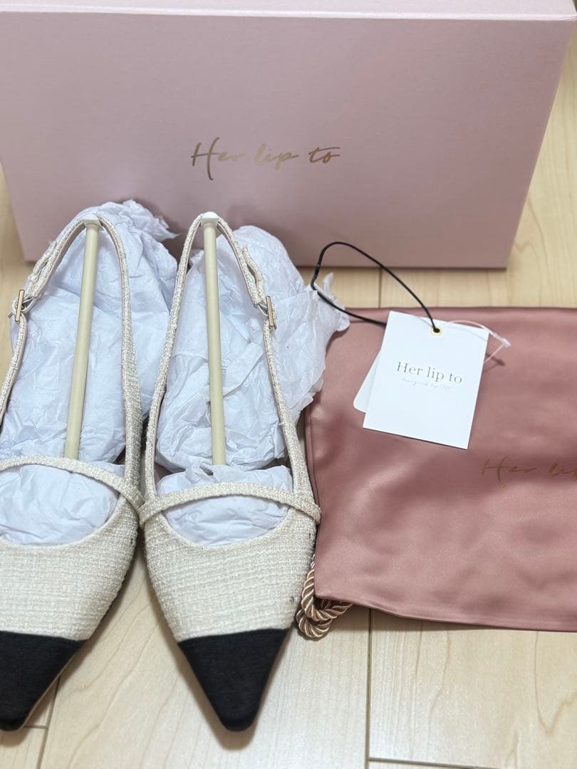 靴 Tweed Slingback Flats Her lip to