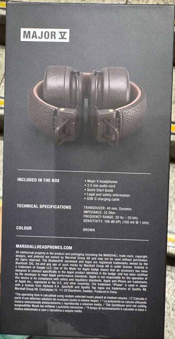 最新作Marshall Major V ワイヤレスヘッドフォン(ブラウン)