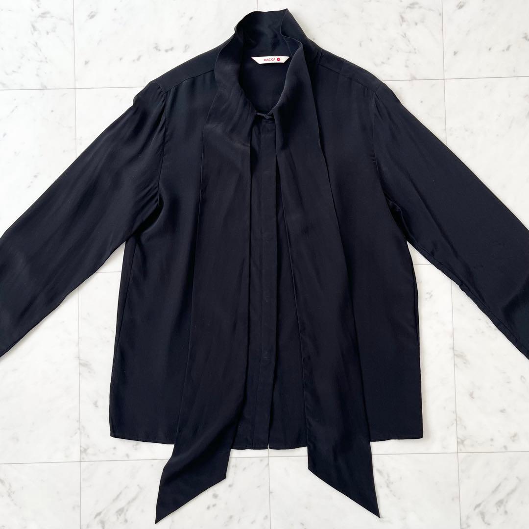 美品♪バッカ　シルク100% 洗える　シャツ　ボウタイ　リボン　日本製　長袖　M