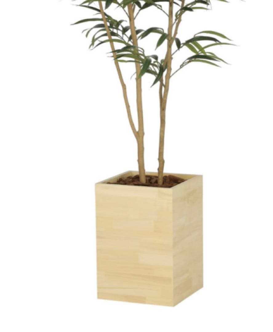 光触媒　人工観葉植物　フェイクグリーン　ウッドボックスショウナンゴム1.8m