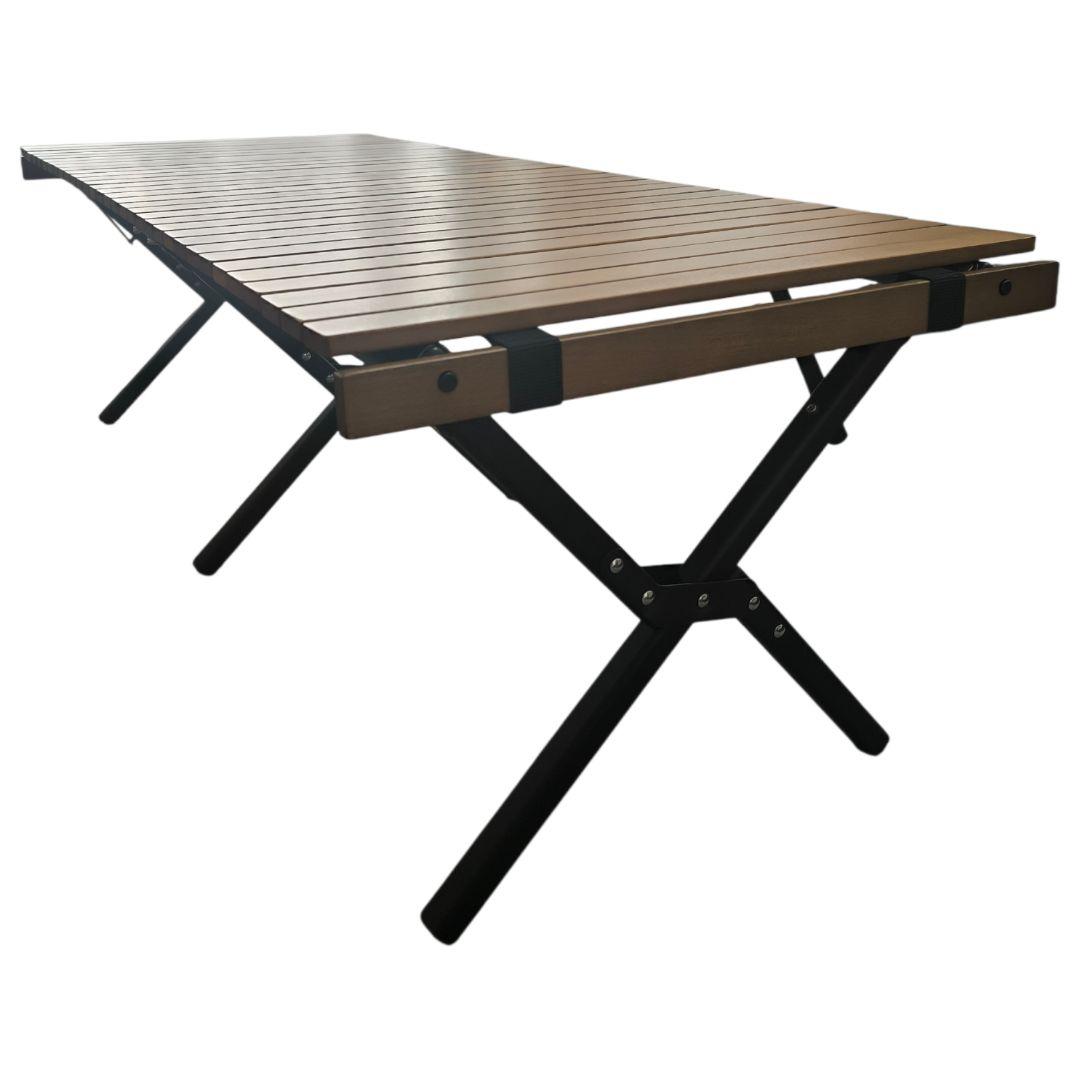 美品★QUICKCAMP X脚 スリムウッドロールテーブル 120×50cm