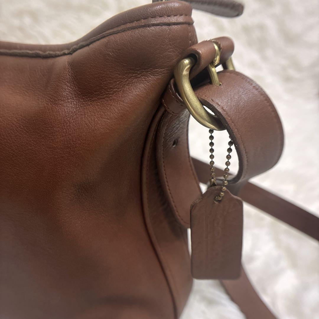 ✨希少アメリカ製オールドCOACHコーチ ブラウンレザーショルダーバッグ