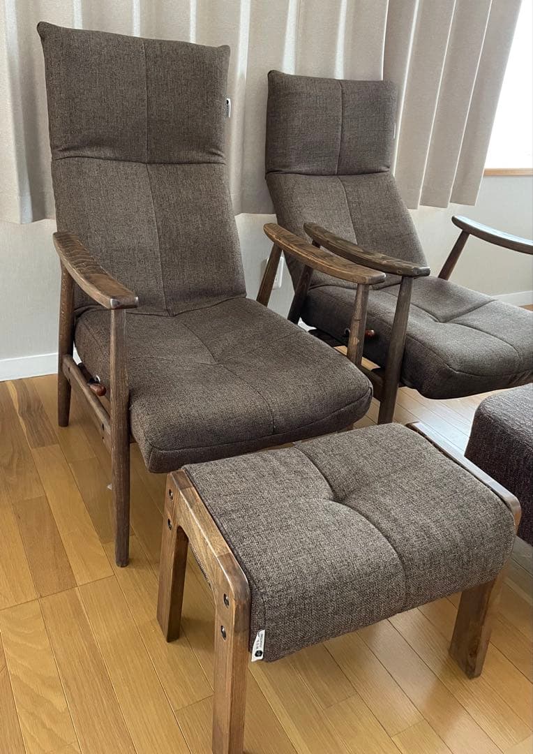 Musou Furniture リクライニング1人掛け 2脚 オットマン