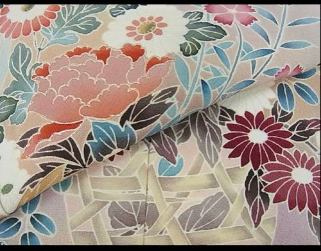 ラ*ロ様 訪問着　友禅　作家物 花籠文暈し染め金銀彩 正絹 逸品