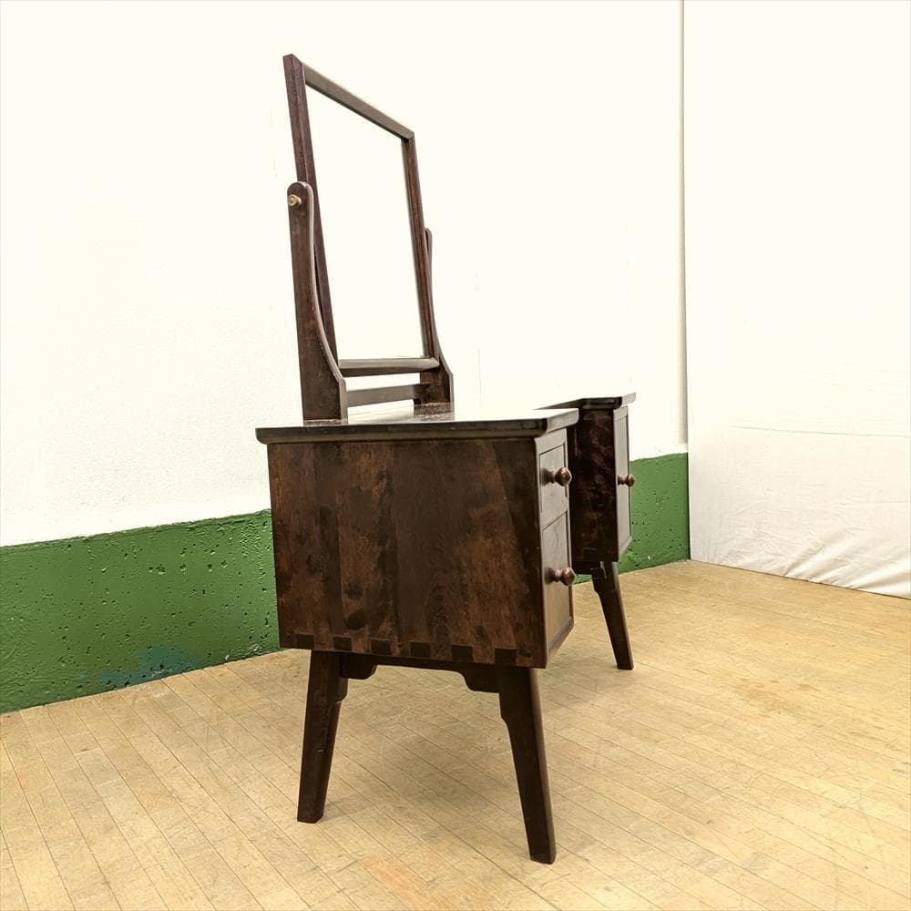 美品　松本民芸家具　水目桜　無垢　角型　ドレッサー　鏡台　化粧台　一面鏡