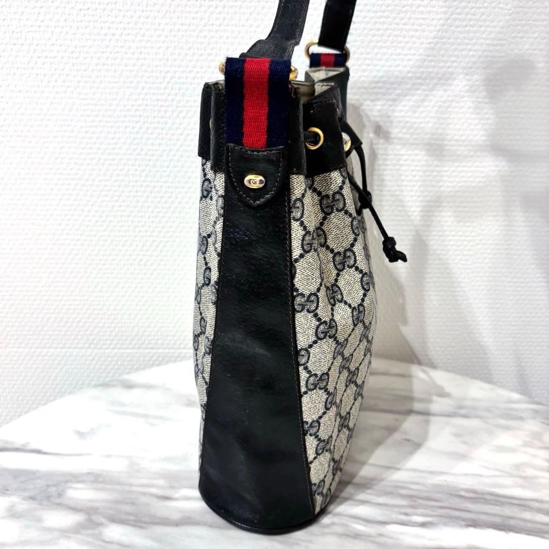 オールドグッチ　シェリーライン　ショルダーバッグ　ネイビー　GUCCI