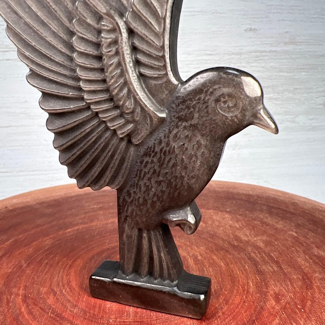 天然石　羽ばたく鳥　シルバーオブシディアン　14cm ミネラルタッグ付き