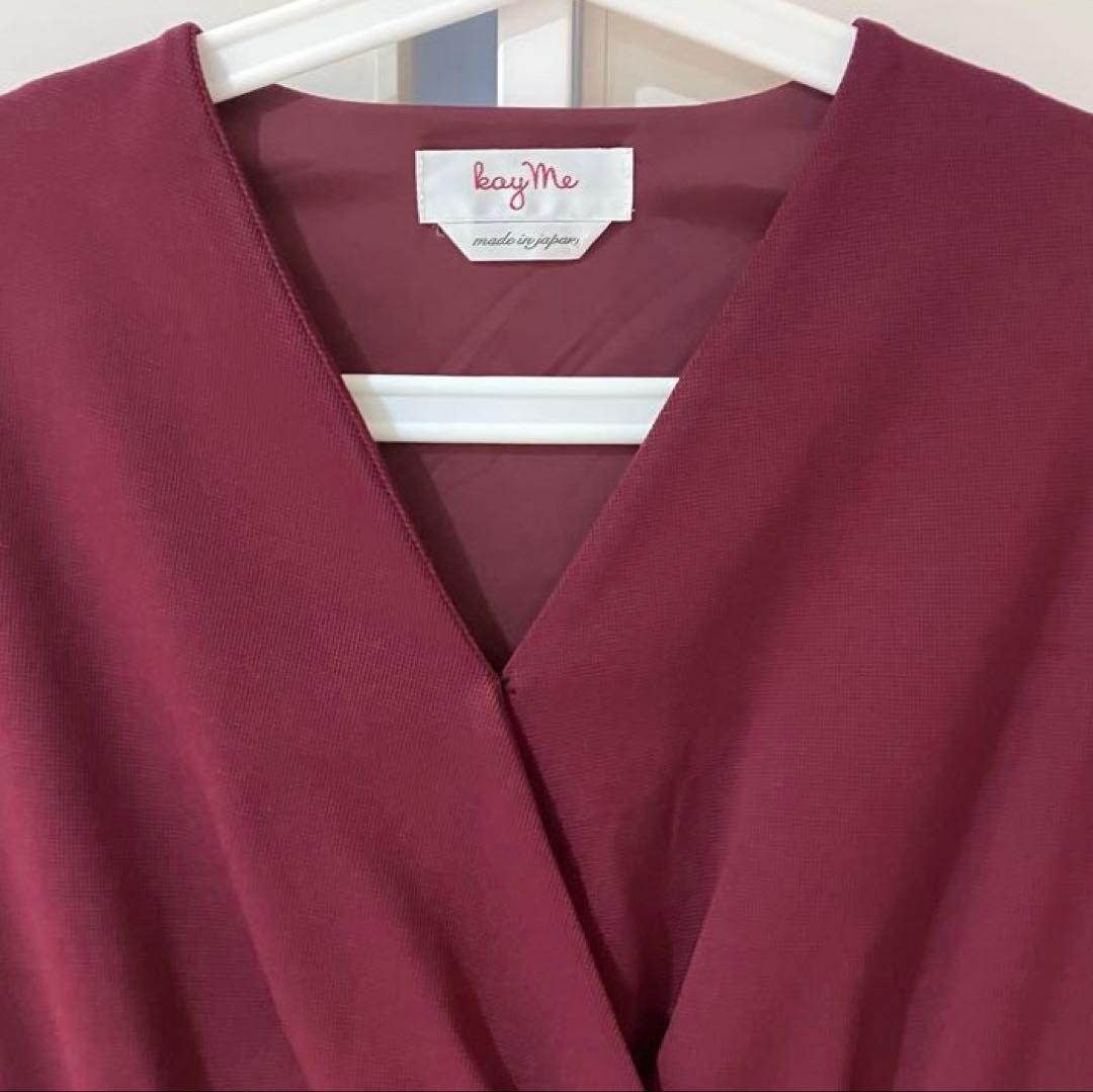 【美品】kay me カシュクール 13号 膝丈ワンピース 日本製 ワッフル