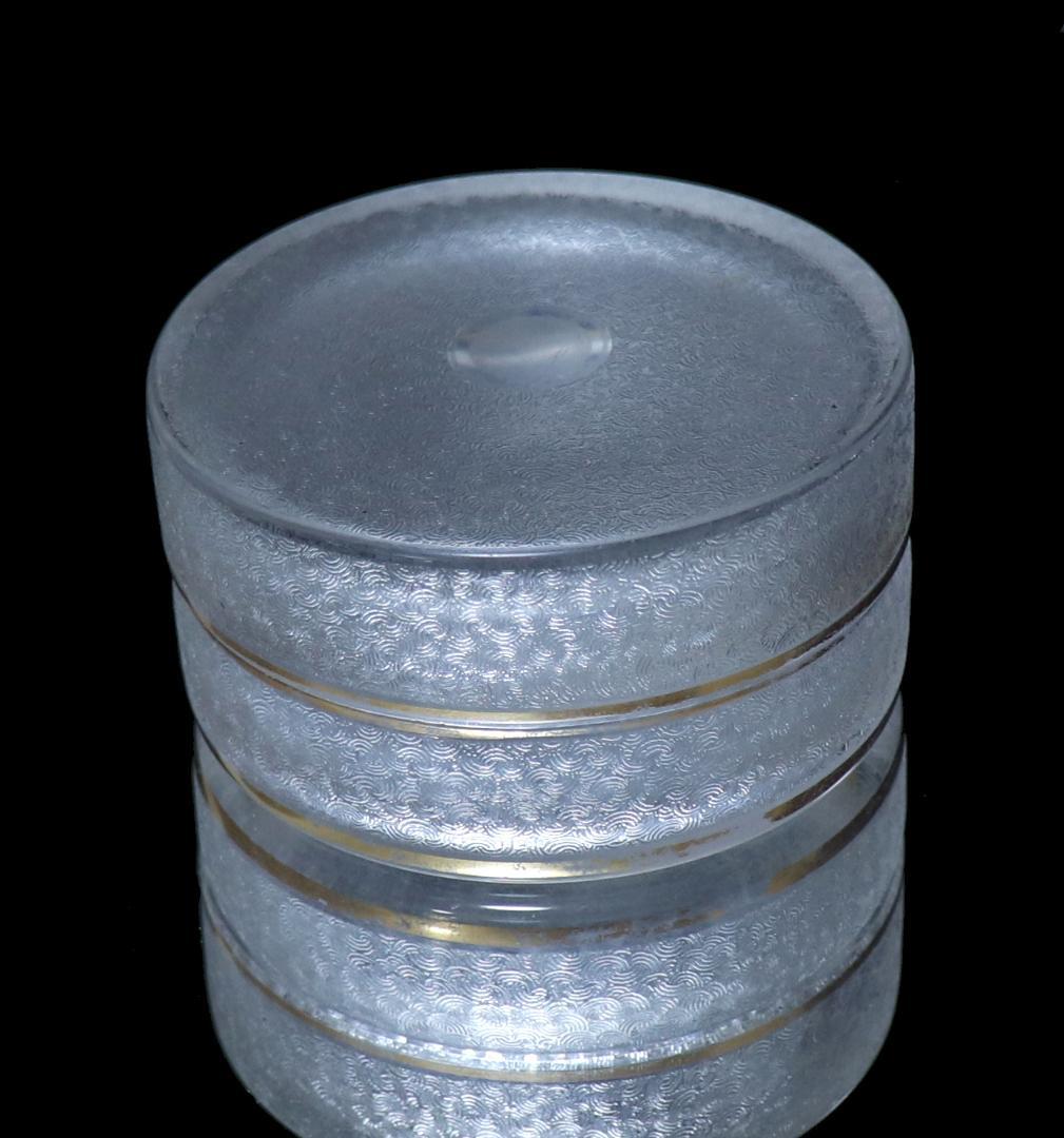 オールド・バカラ 珍品 春海商店特注 青海波文金彩蓋物 ボンボニエール 小物入れ