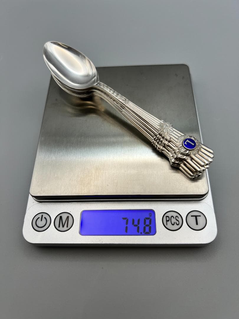【海】銀製刻印　スプーン　５点セット　重量約74.8g　銀食器 銀細工