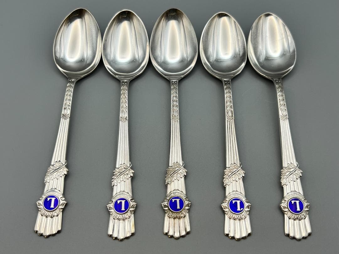 【海】銀製刻印　スプーン　５点セット　重量約74.8g　銀食器 銀細工