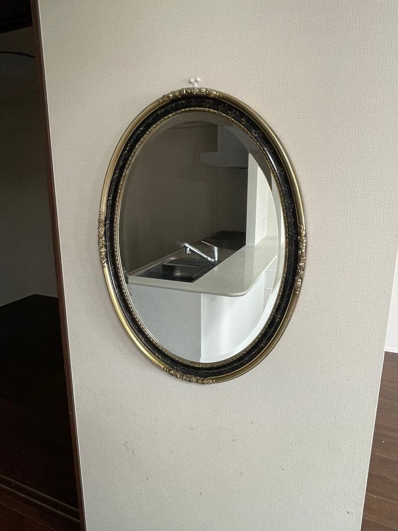 アンティーク 英国調 オーバル型 壁掛け鏡 ウォールミラー レトロ