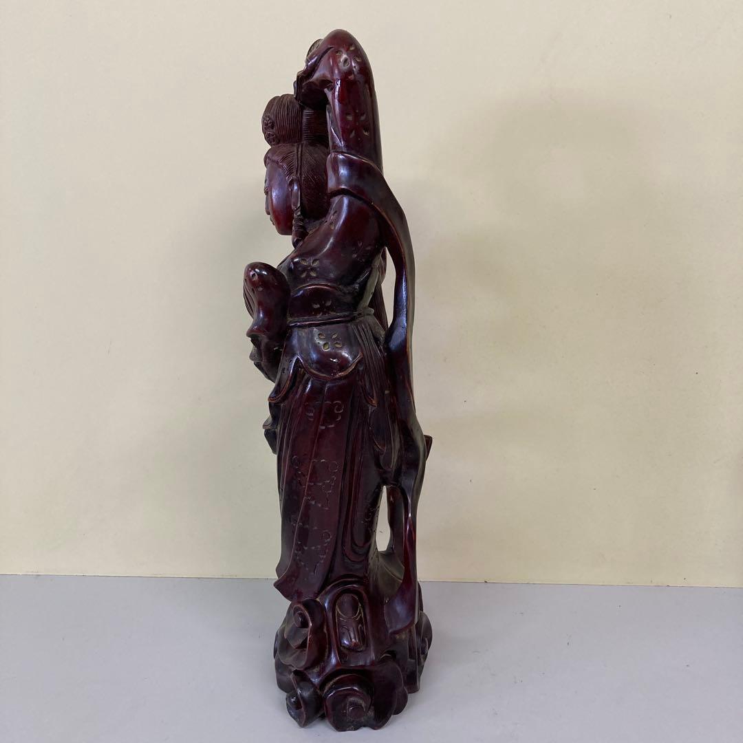 E4 中国美術 木彫り 木彫 彫刻 置物 オブジェ 天女 美人像 飛天 嫦娥