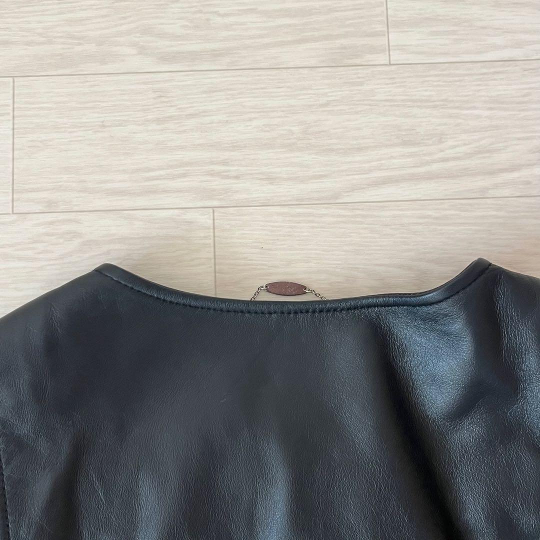 美品 SLOBE IENA ノーカラーライダースジャケット 羊革 サイズ38 冬