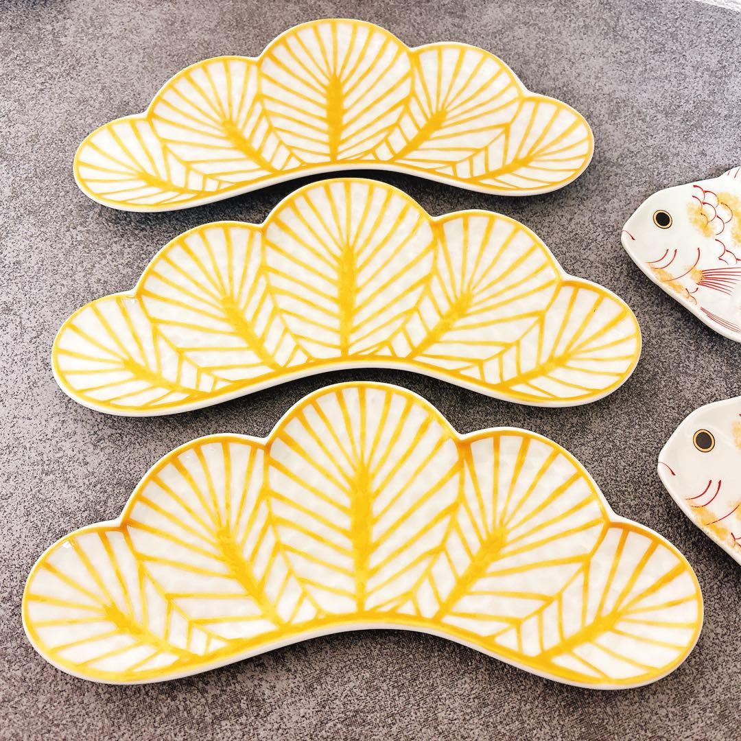 マロンケーキリピ様価格　幸楽窯　松葉形前菜皿　白金　白銀　6点セット