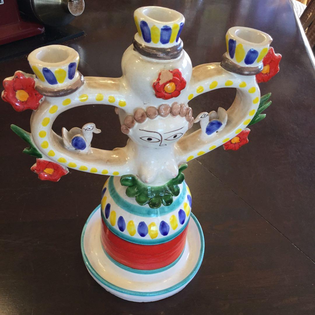 デシモーネ     陶器製3本燭台　イタリア/ベネチアにて購入