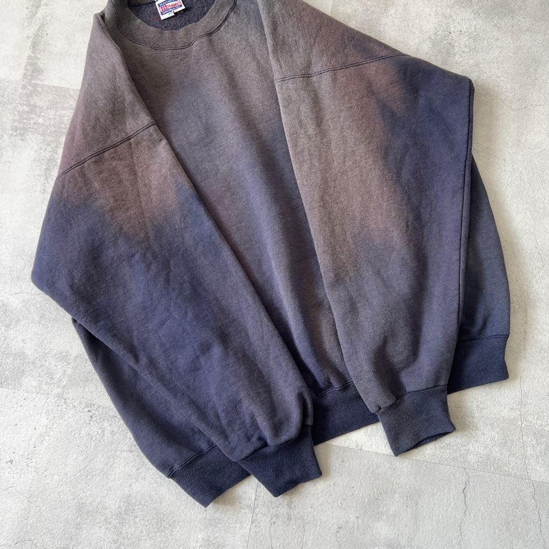 t*3様 一点物 Boro　鬼フェード　ボロ スウェット　褪色　ナス紺　グランジ