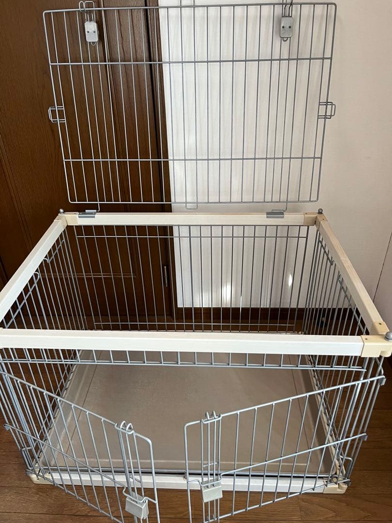 【送料込】アイリスオーヤマ 犬 ケージ ウッディサークル　アイボリー　屋根付き