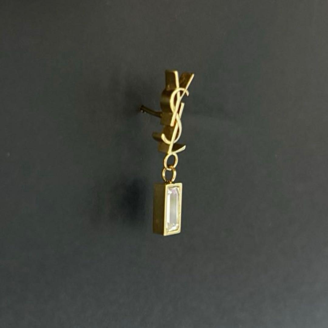 【訳あり】YSL ロゴ クリスタル ピアス　片耳ピアス