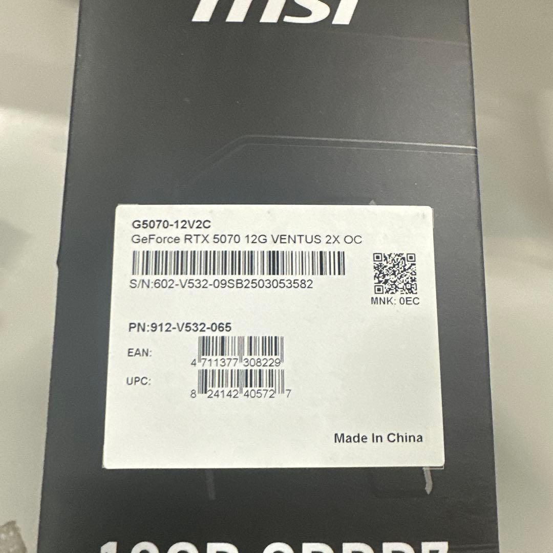 新品　GeForce RTX 5070 12G VENTUS 2X OC