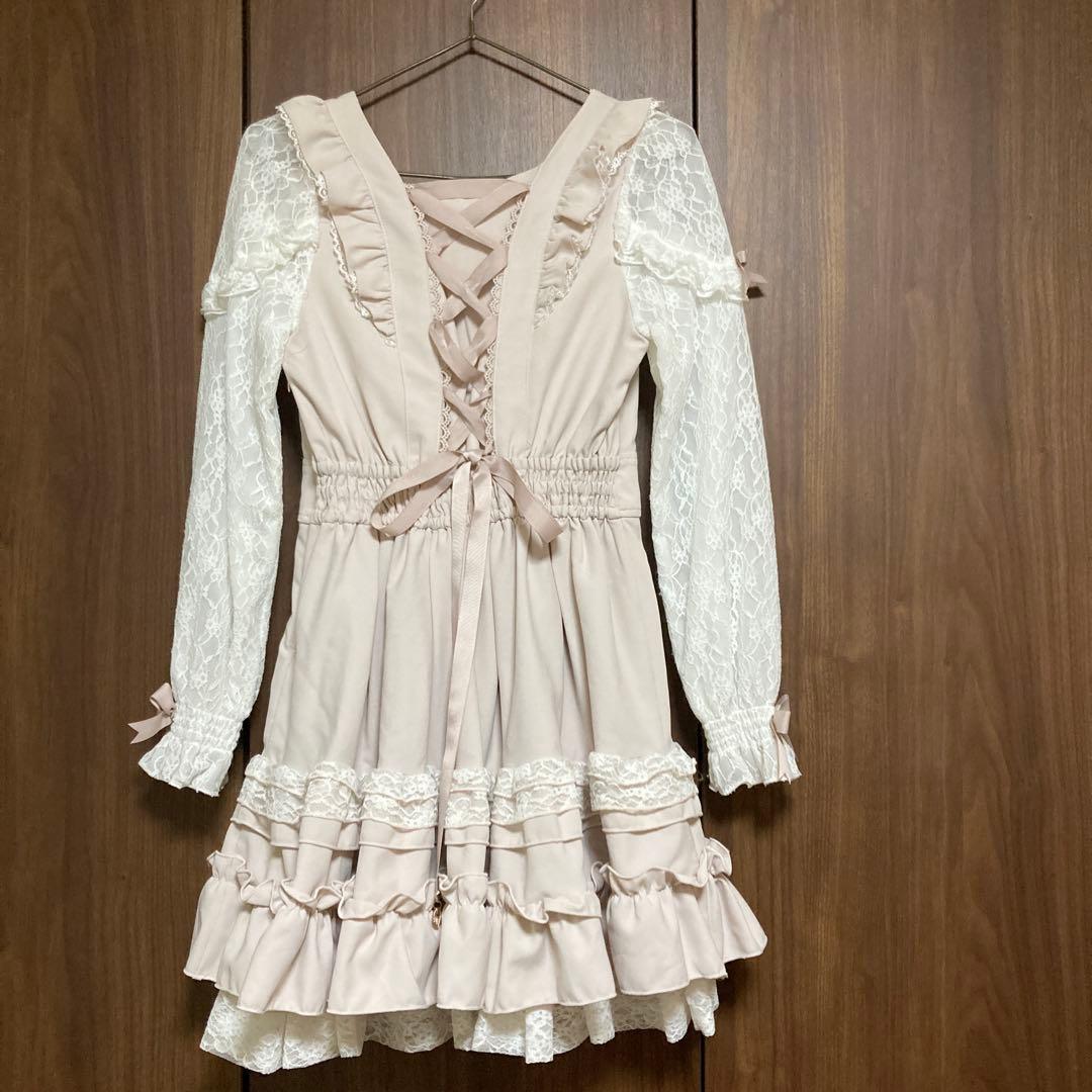 LIZLISA ティアラリボン　ティアード　ワンピース ピンク