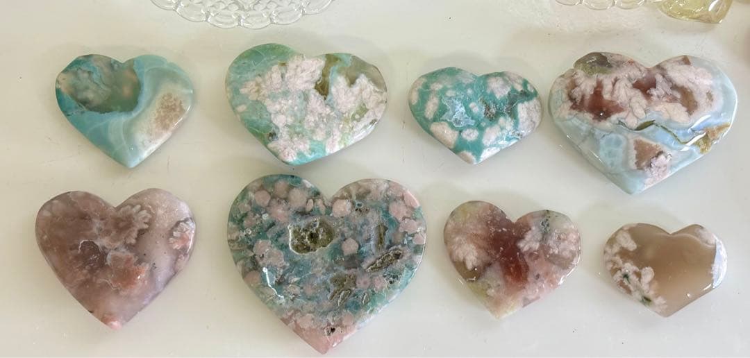 Ruby様　グリーン桜瑪瑙　ハート　雫